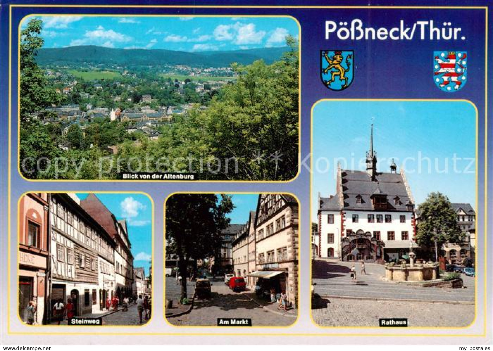 73839510 Poessneck Blick Von Der Altenburg Steinweg Am Markt Rathaus Poessneck - Poessneck