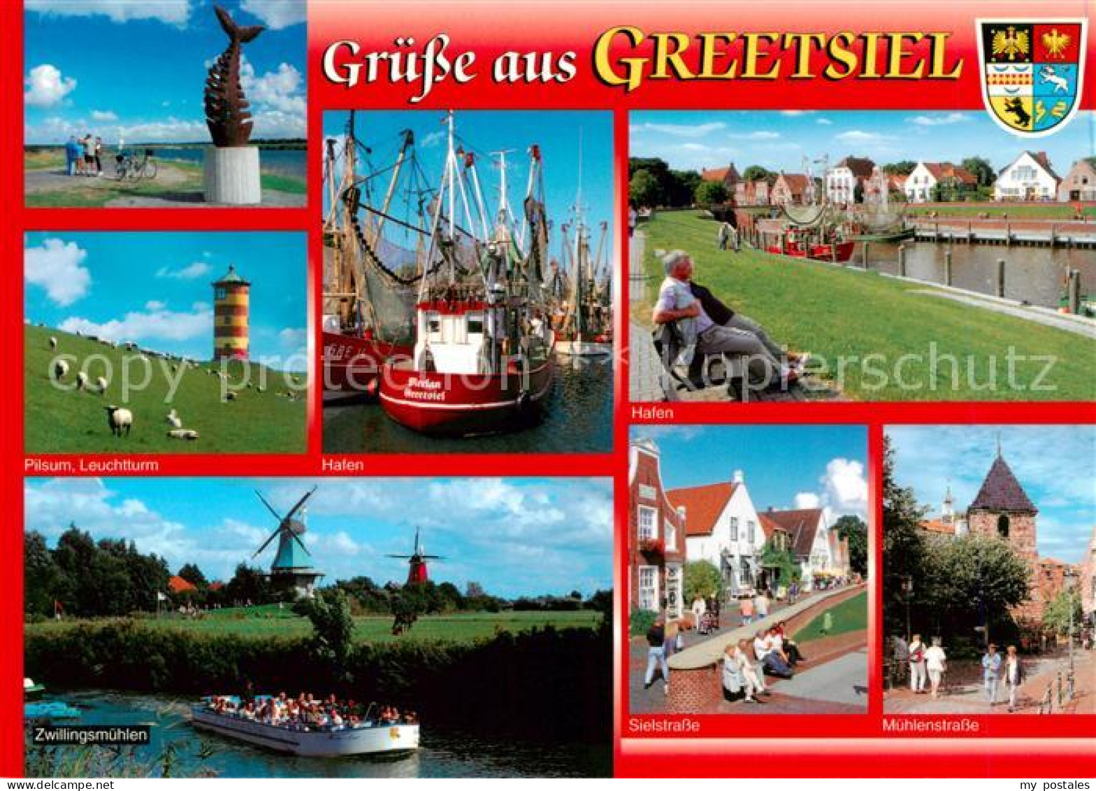 73839463 Greetsiel Skulptur Pilsum Leuchtturm Fischereihafen Zwillingsmuehlen Si - Krummhörn