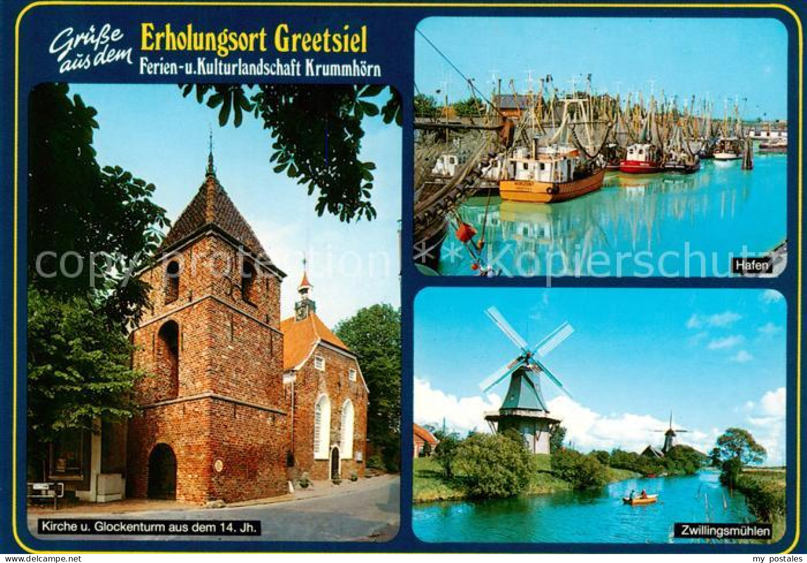 73839460 Greetsiel Kirche Und Glockenturm Kutterhafen Zwillingsmuehlen Greetsiel - Krummhoern