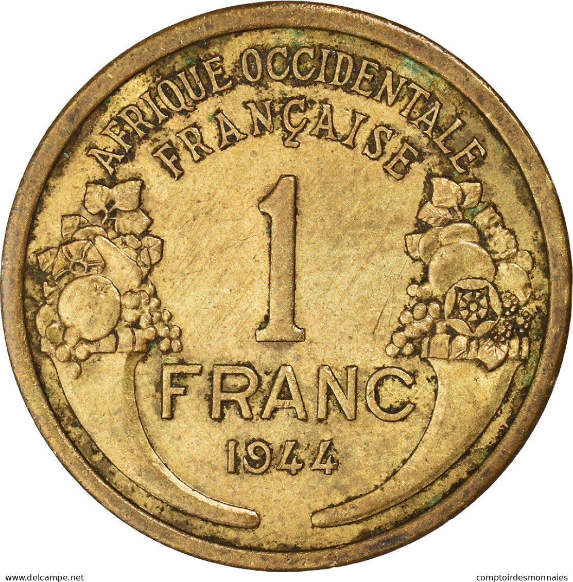 Monnaie, Afrique-Occidentale Française, Franc, 1944, TTB, Bronze-Aluminium - Andere & Zonder Classificatie