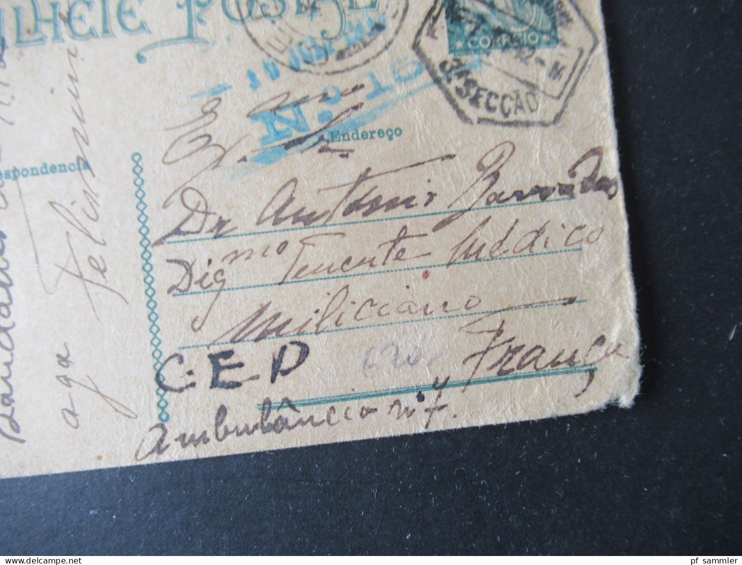 Portugal 1917 GA 1.WK Nach Frankreich Mit 2x Zensurstempel C.E.P. S.P.C. 8 Und C.E.P. S.P.C. 15 - Madeira