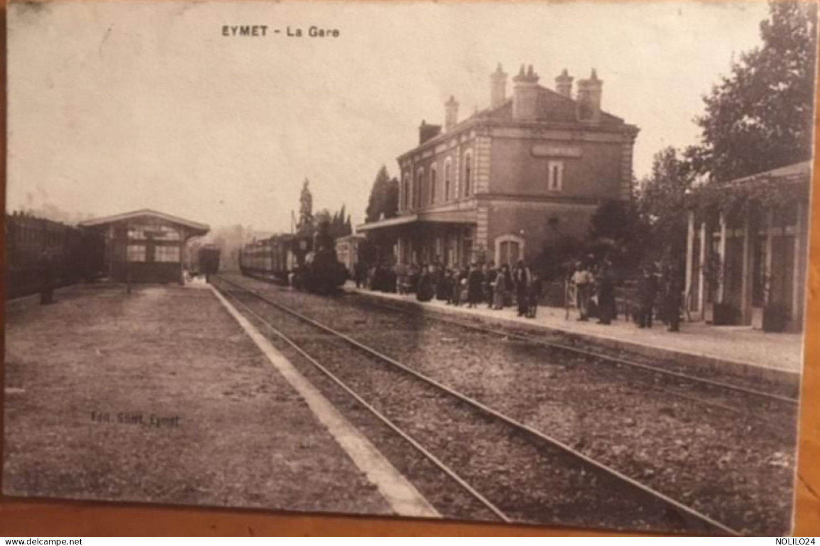 Cpa 24 Dordogne Eymet La Gare, Animée, Quais Locomotive Train, éd Gillet Circulé En 1915 - Eymet