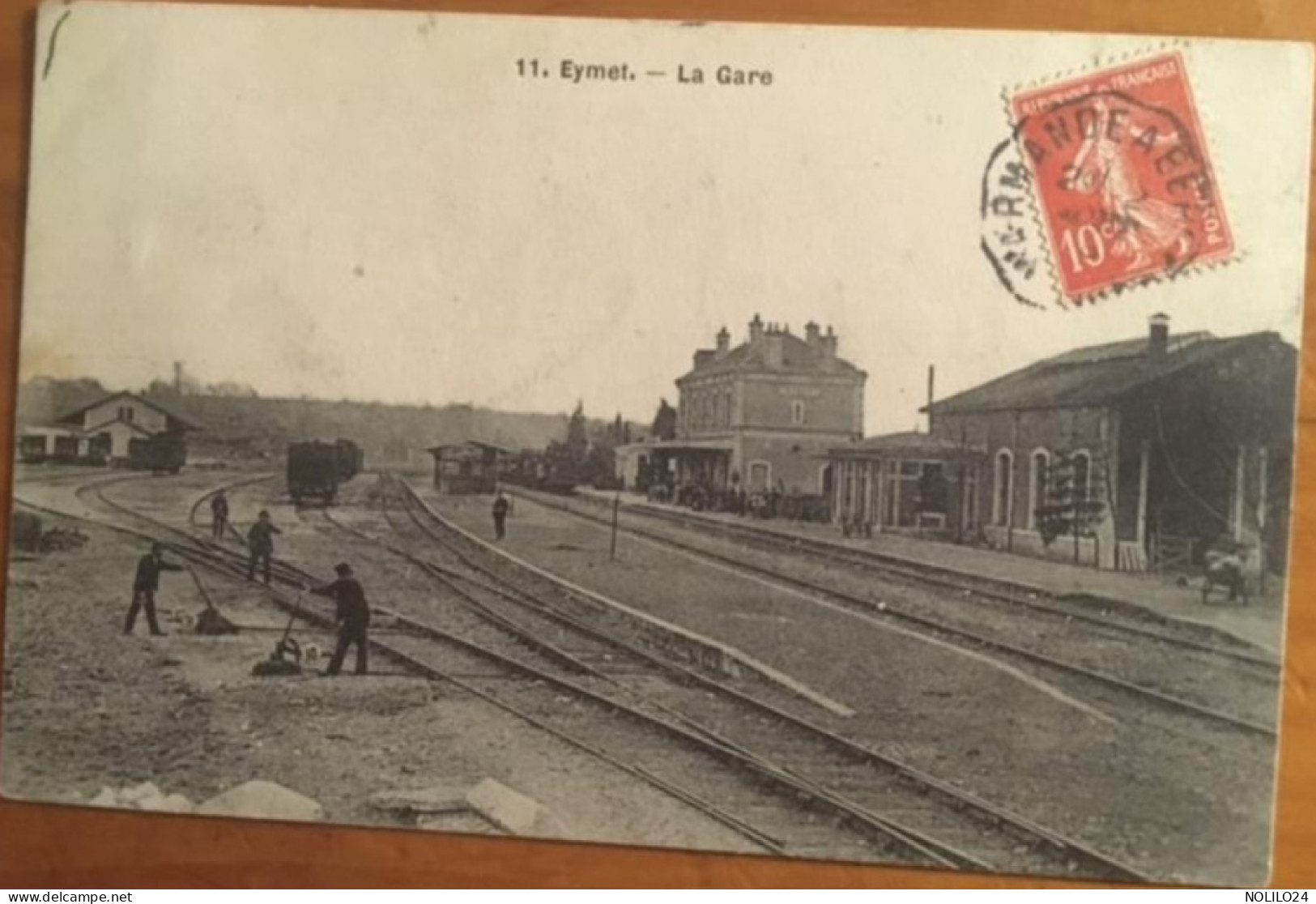 Cpa 24 Dordogne Eymet La Gare, Animée, Ouvriers Des Voies Ferrées, Quais, Wagon, Circulé En 1908 - Eymet