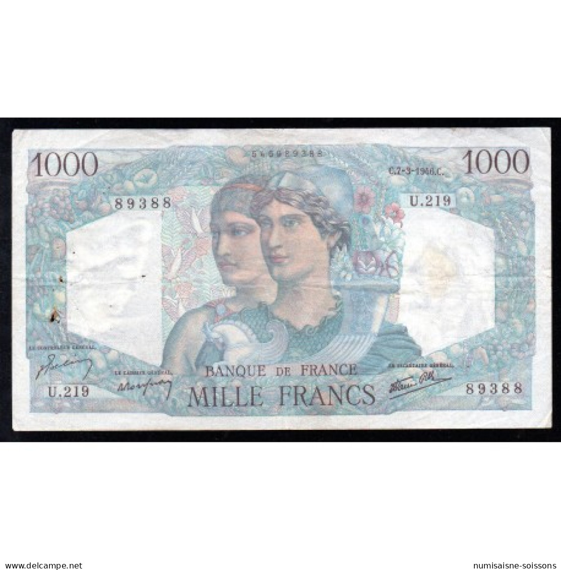 FAY 41/12 - 1000 FRANCS MINERVE ET HERCULE - 07/03/1946 - U.219 - PICK 130 - TTB - 1 000 F 1945-1950 ''Minerve Et Hercule''