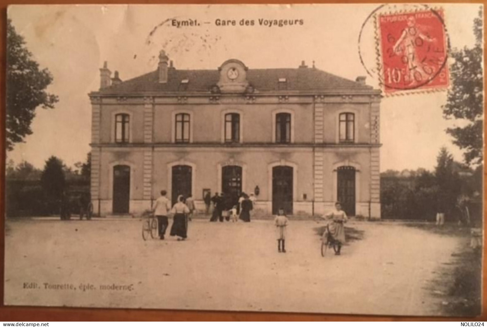 Cpa 24 Dordogne Eymet La Gare, Animée, Extérieur, éd Tourette, Circulé En 1907 - Eymet