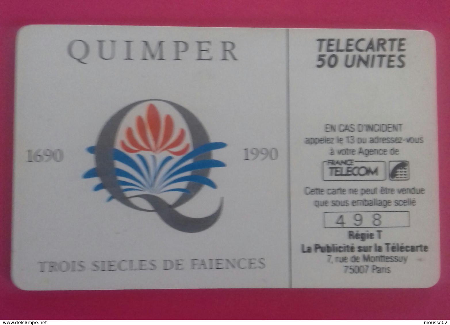 TELECARTE F 118  CROIX ROUGE  2   QUIMPER - 1989