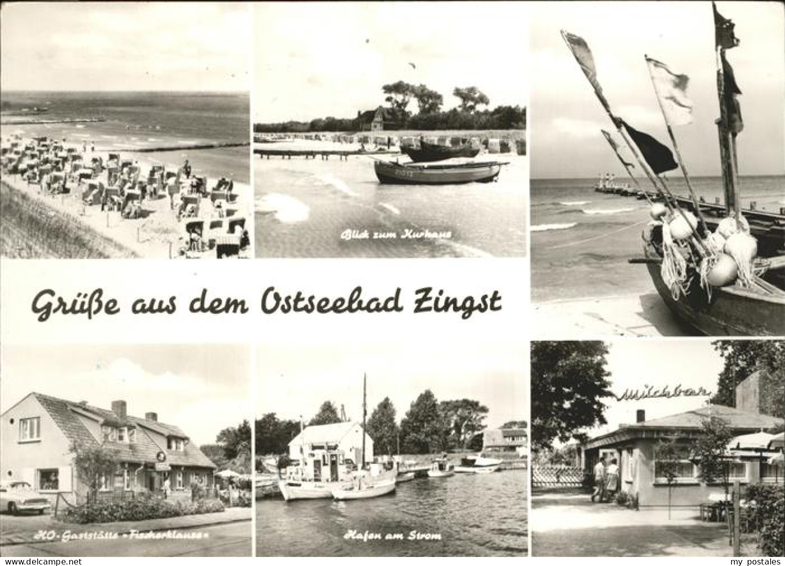 41269706 Zingst Ostseebad Strand Kurhaus Fischerboot HO Gaststaette Fischerklaus - Zingst