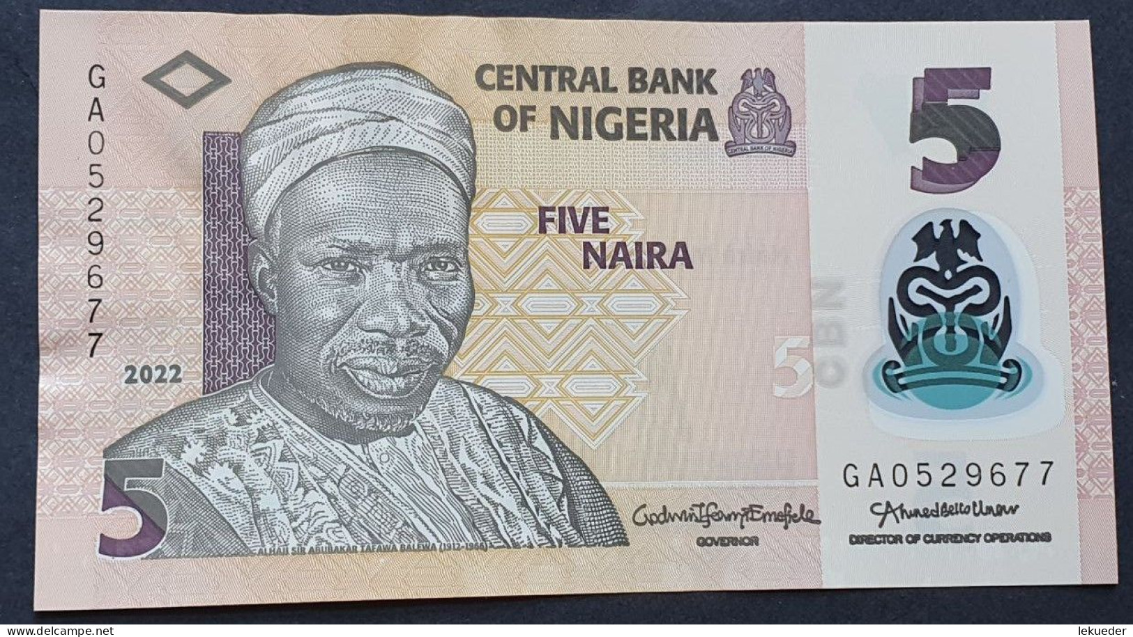 Billete De Banco De NIGERIA - 5 Naira (Polímero), 2021  Sin Cursar - Nigeria