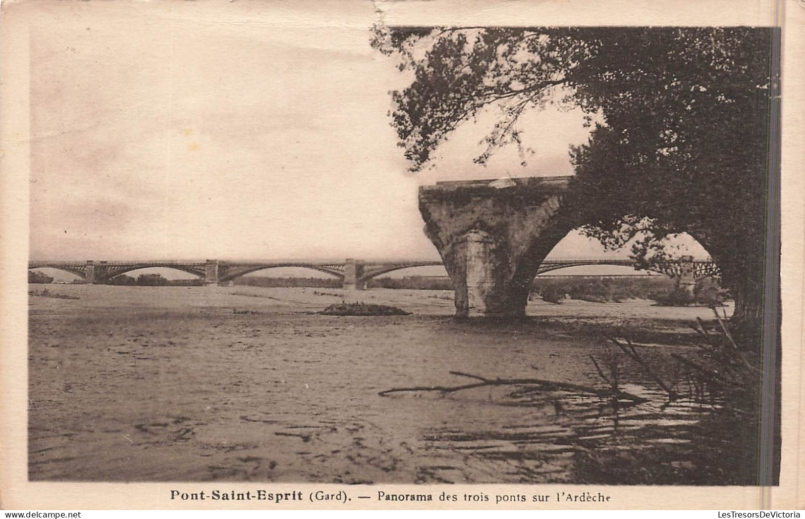 FRANCE - Pont Saint Esprit (Gard) - Panorama Des Trois Ponts Sur L'Ardèche - Carte Postale Ancienne - Pont-Saint-Esprit