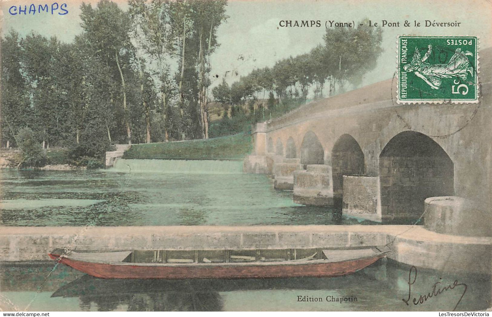 FRANCE - Champs - Vue Sur Le Pont Et Le Déversoir - Colorisé - Carte Postale Ancienne - Champs Sur Yonne