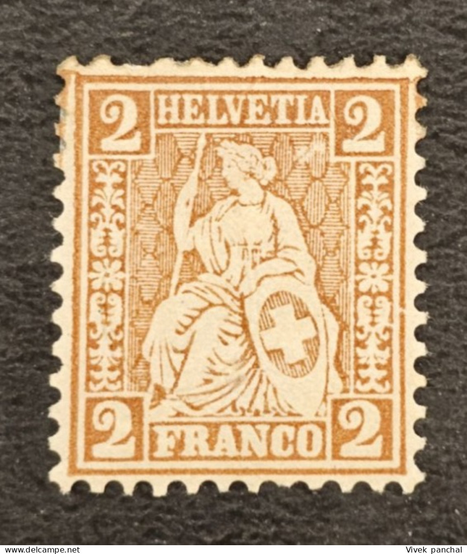 1867 Switzerland 2c Red Brown Seated Helvetia - Nuevos