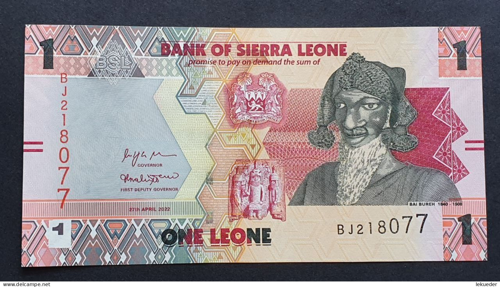 Billete De Banco De SIERRA LEONA - 1 Leone, 2022  Sin Cursar - Sierra Leona