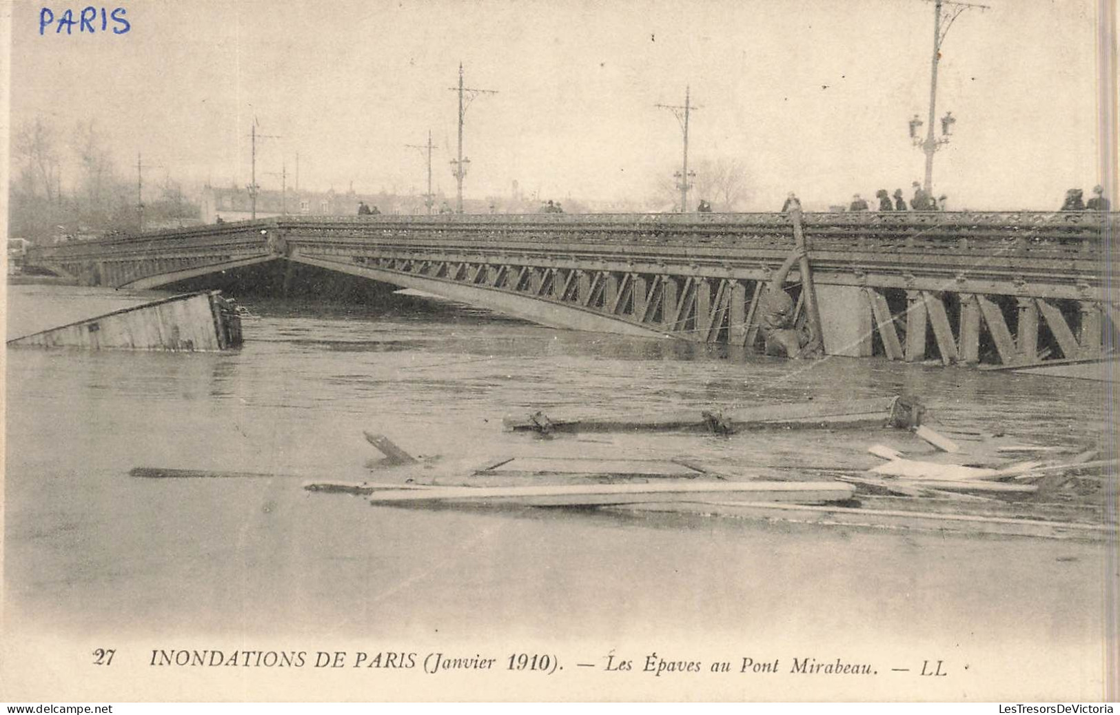 FRANCE - Inondations De Paris (Janvier 1910) - Les Epaves Au Pont Mirabeau - Carte Postale Ancienne - Ponti