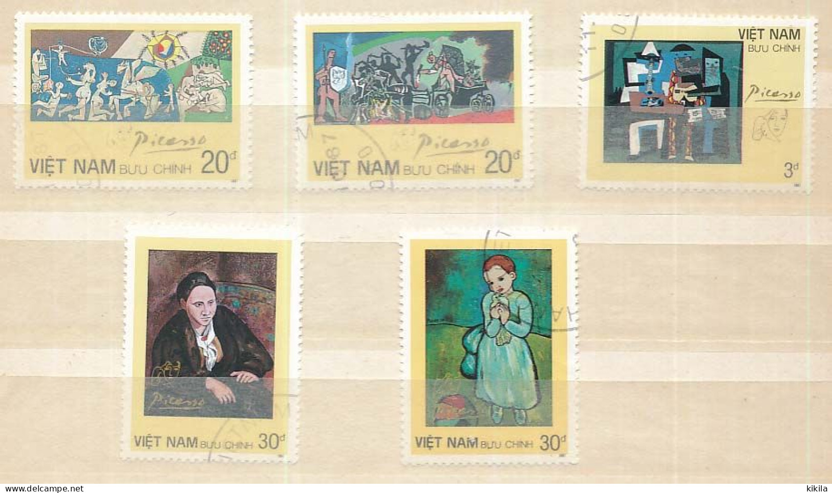 5 Timbres Oblitérés VIET NAM IV-12 Peitures Tableaux De Picasso - Picasso