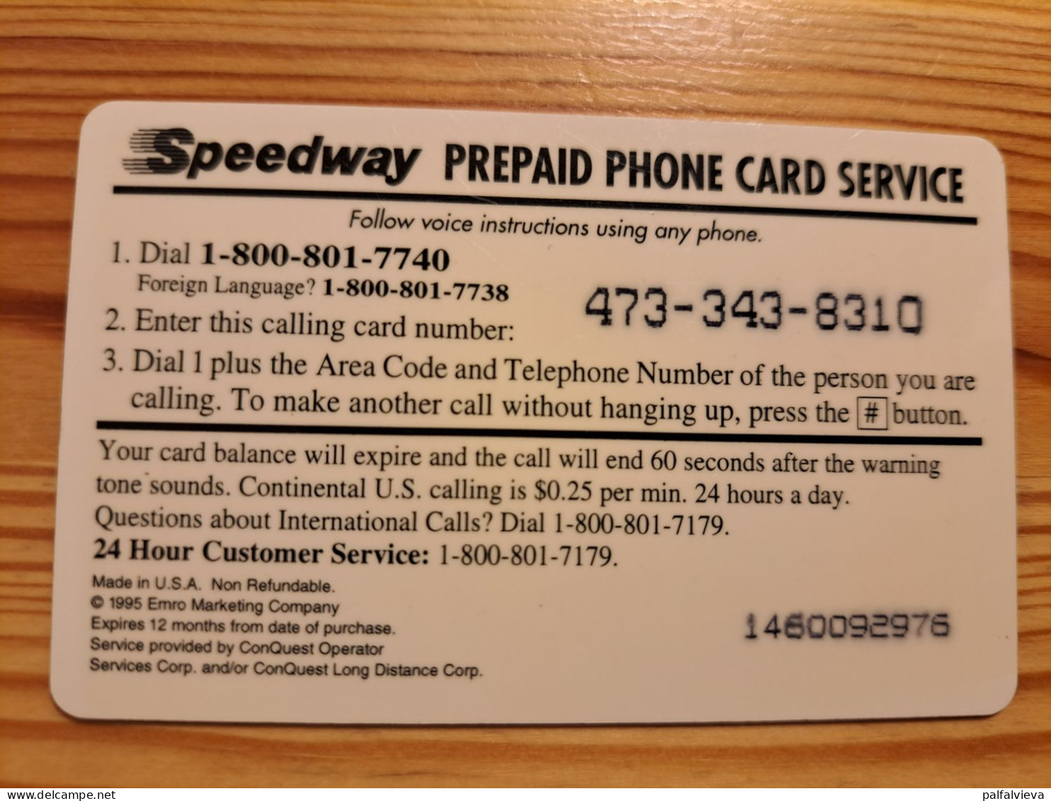 Prepaid Phonecard USA, Speedway - Autres & Non Classés