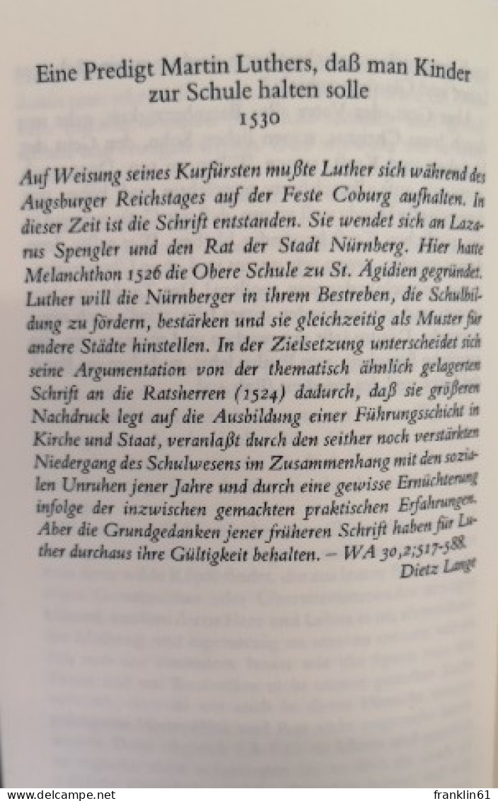 Martin Luther Werke. Ausgewählte Schriften. - Otros & Sin Clasificación