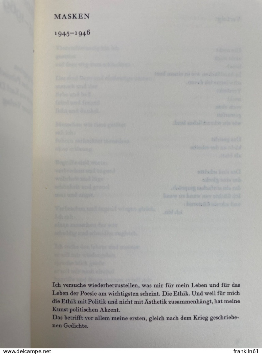 Offene Gedichte : 1945 - 1969. - Poems & Essays