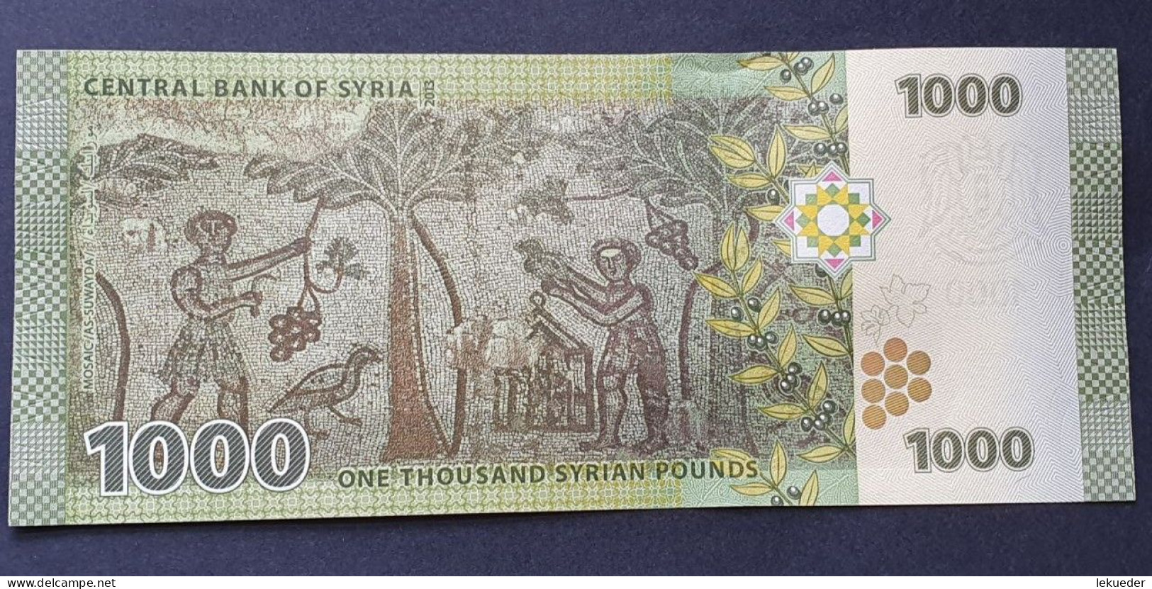 Billete De Banco De SIRIA - 1000 Syrian Pounds, 2013  Sin Cursar - Syria