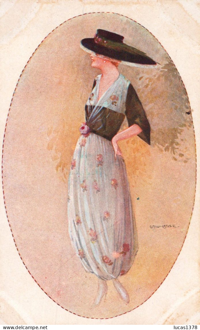 ILLUSTRATEUR MONESTIER / JEUNE FEMME AU CHAPEAU / MEDAILLON / SERIE 150 - Monestier, C.