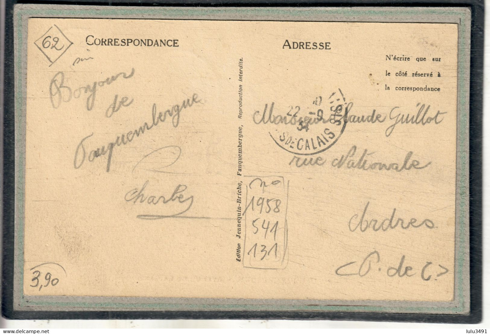 CPA - FAUQUEMBERGUE (62) - Aspect Du Café De La Gare Dans La Rue De La Gare En 1934 - Fauquembergues