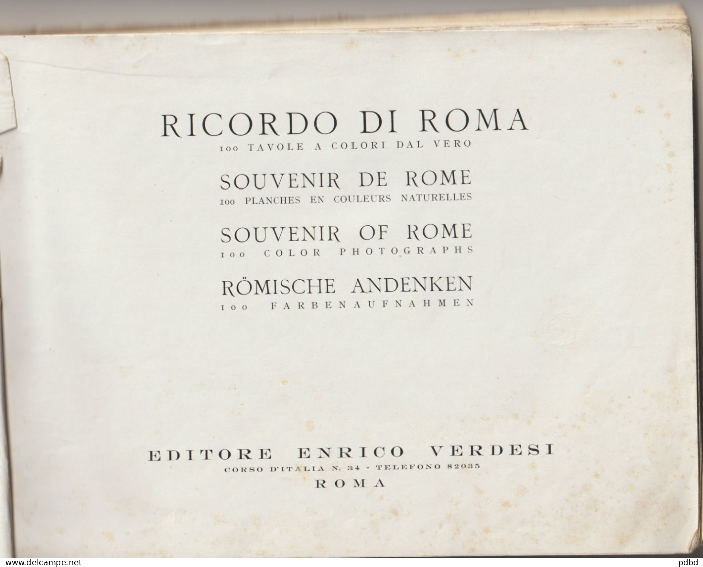 Souvenir De Rome . 100 Photos. Bergame . Bergamo .  Institut Italien D'Art Graphique . Enrico Verdesi . - Libri Antichi