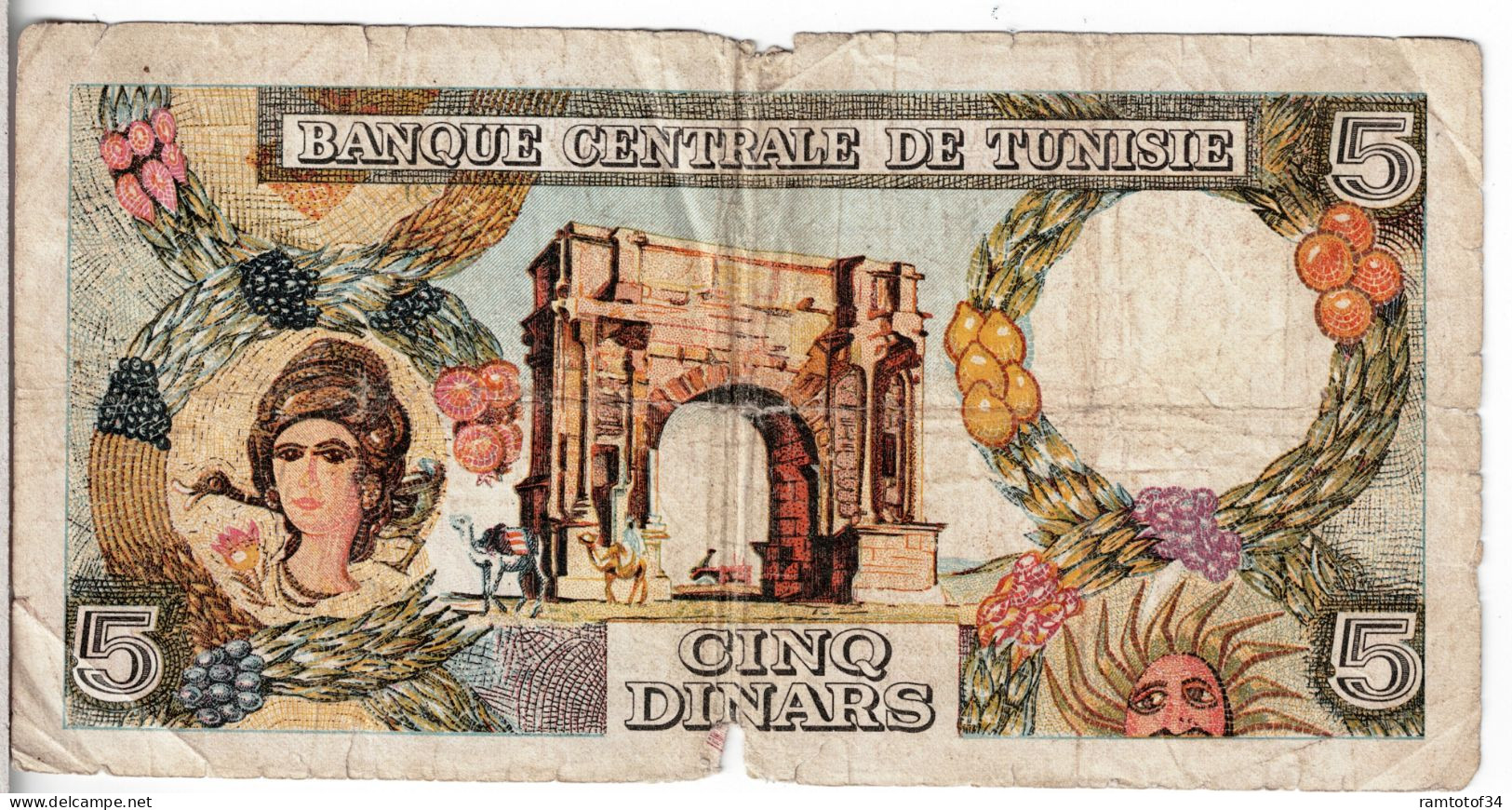 TUNISIE - 5 Dinars 1965 - Tusesië