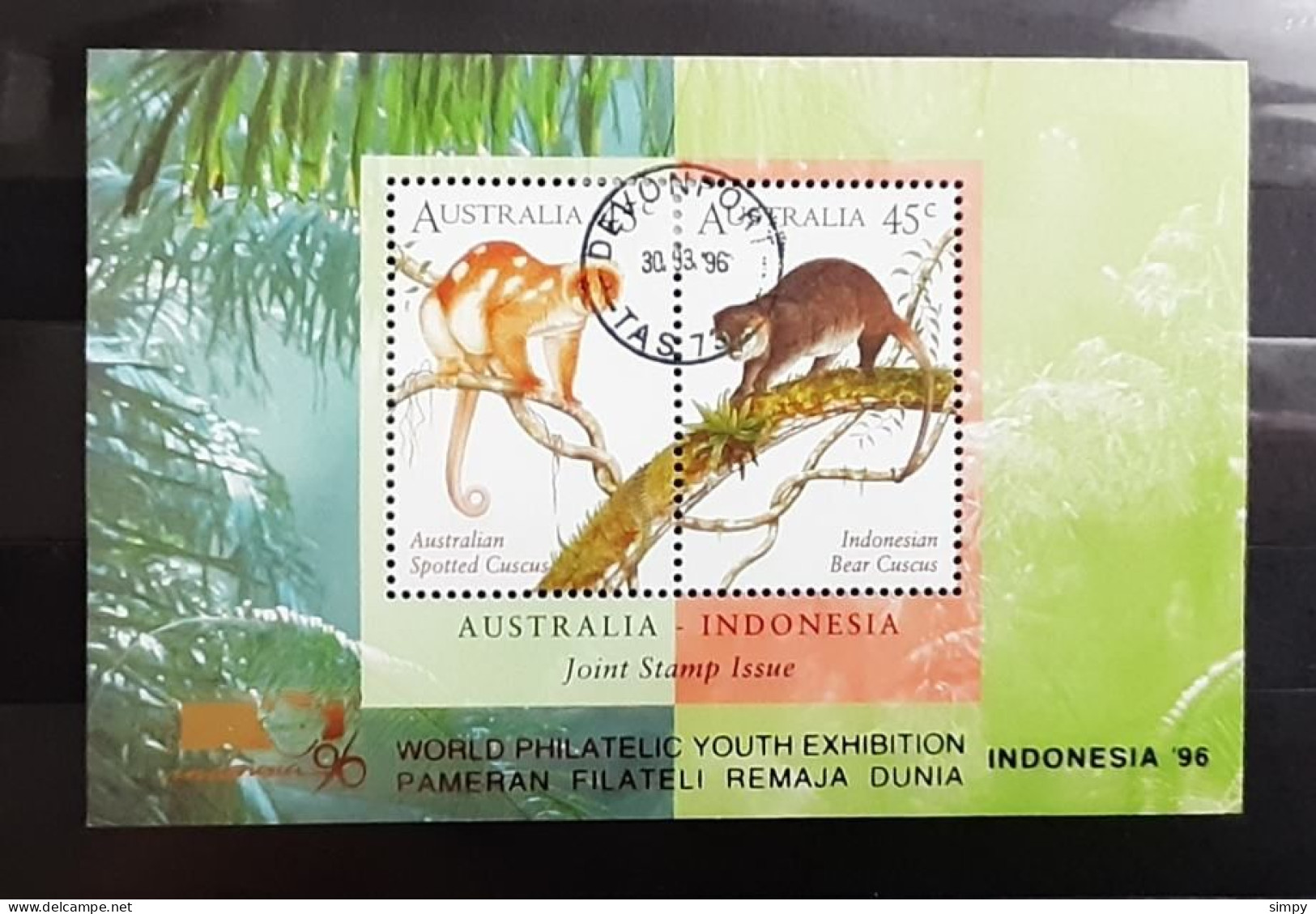 AUSTRALIA 1996 Cuscus Stamp Show Exhibition Indonesia Used Mini Sheet Block - Blokken & Velletjes