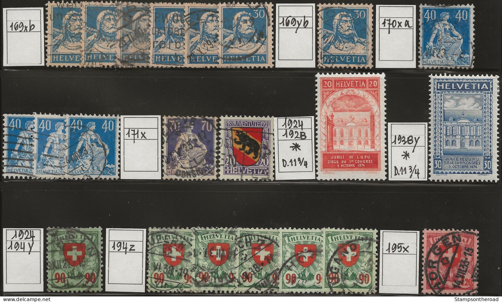 SVLT01 - Svizzera 1862/1932, Lotto di 415 francobolli nuovi con e senza linguella e usati