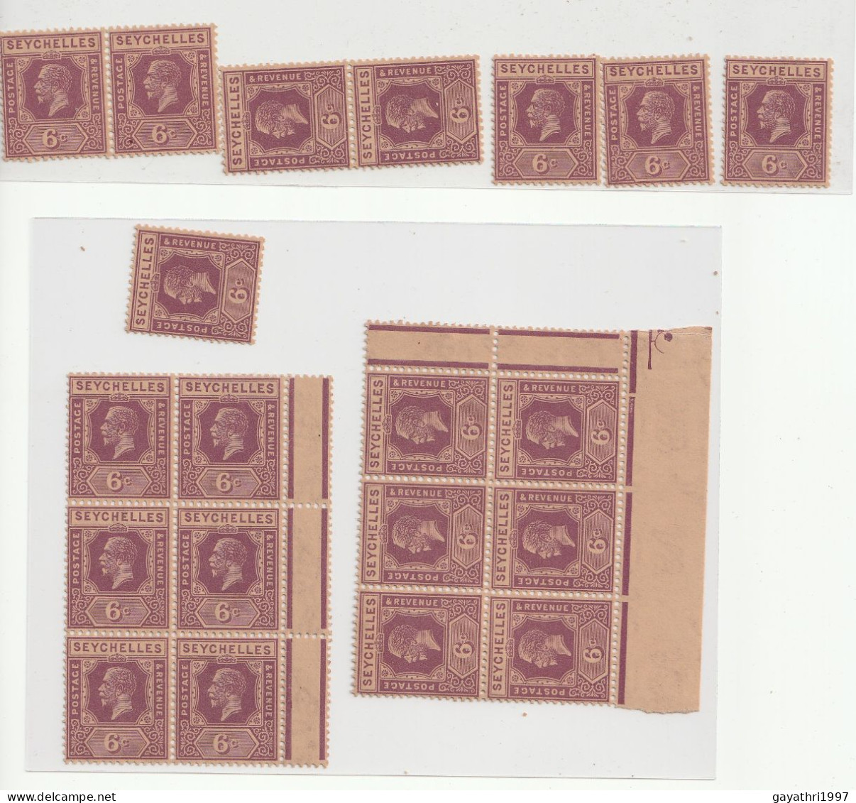 Seychelles w/m Mult Script CA SG 105 Deep mauve but others Carmine red ?w/m Same Mult Script CA? 90 stamps lot MINT MNH