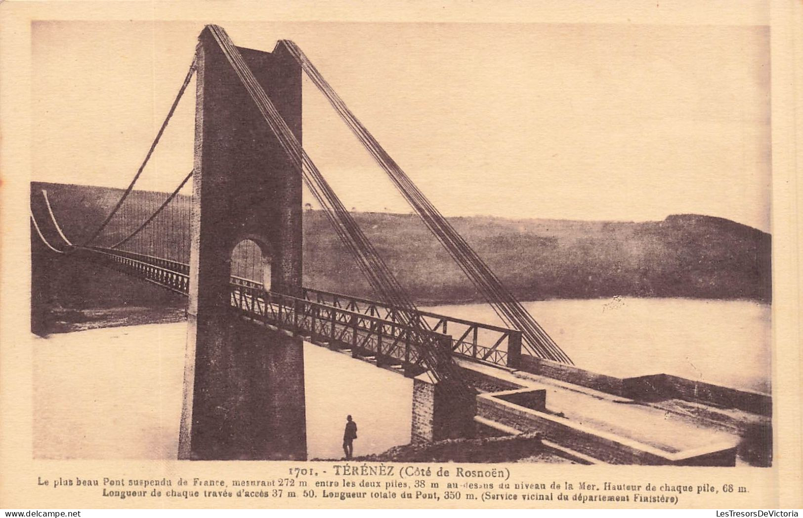 FRANCE - Térénèz (Côté De Rosnoën) - Le Plus Beau Pont Suspendu De France Mesurant 272 M - Carte Postale Ancienne - Plougasnou