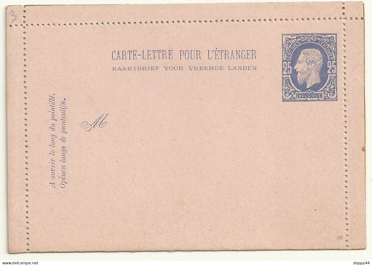 BELGIQUE CARTE LETTRE POUR L'ETRANGER NEUVE TTB - Letter-Cards