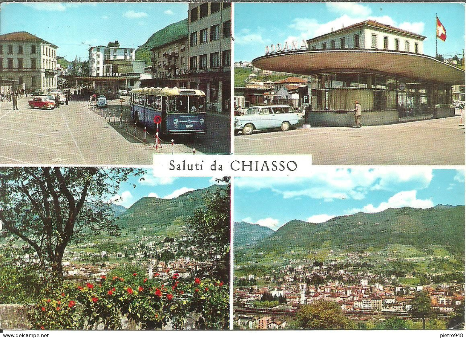 Chiasso (Tessin, Svizzera) Vedute: Panorami E Confine Italo-Svizzero, Dogana, Douane, Auto E Autobus, Old Car & Bus - Chiasso