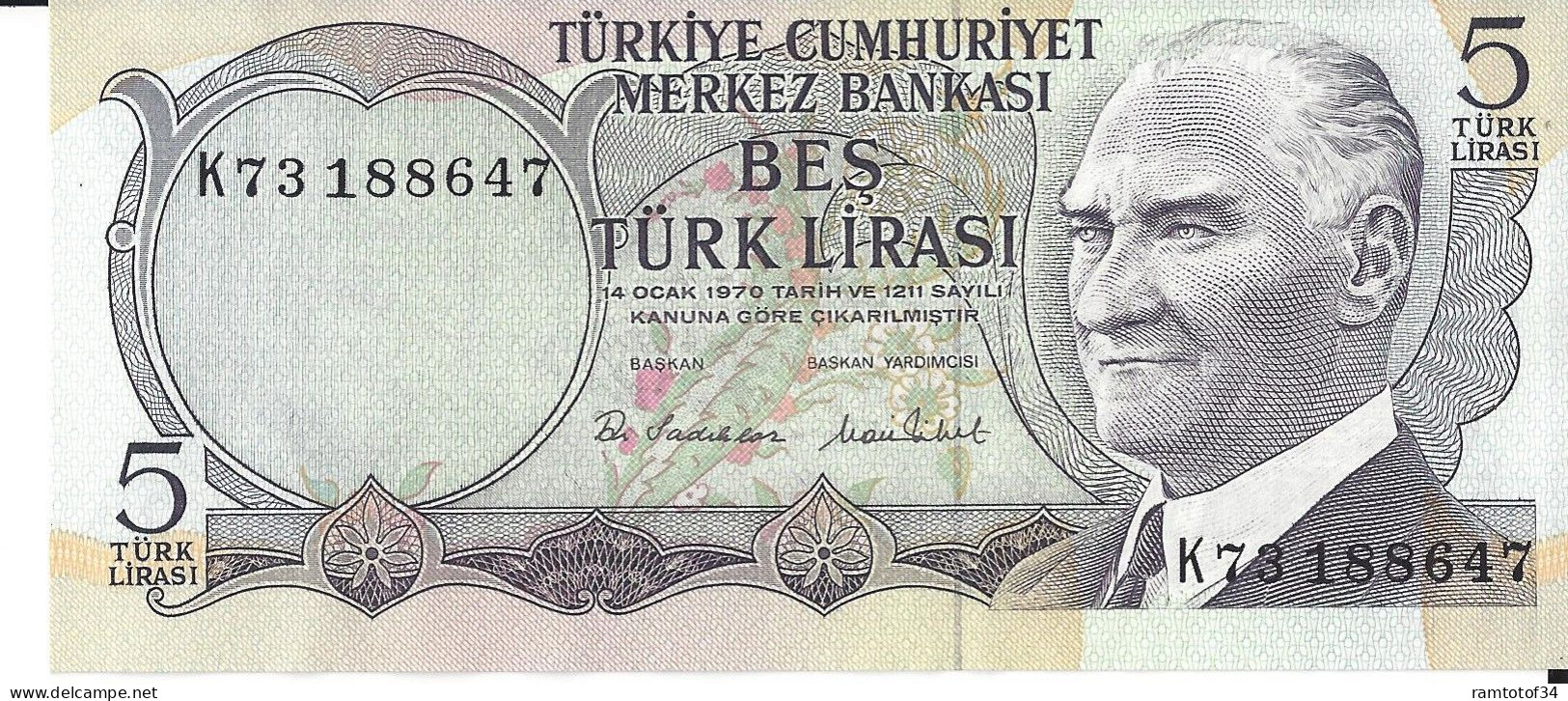 TURQUIE - 5 Lira 1976 UNC - Turkey