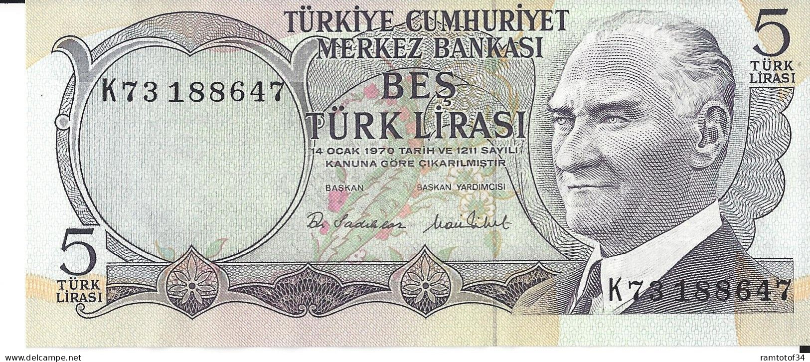 TURQUIE - 5 Lira 1976 UNC - Türkei