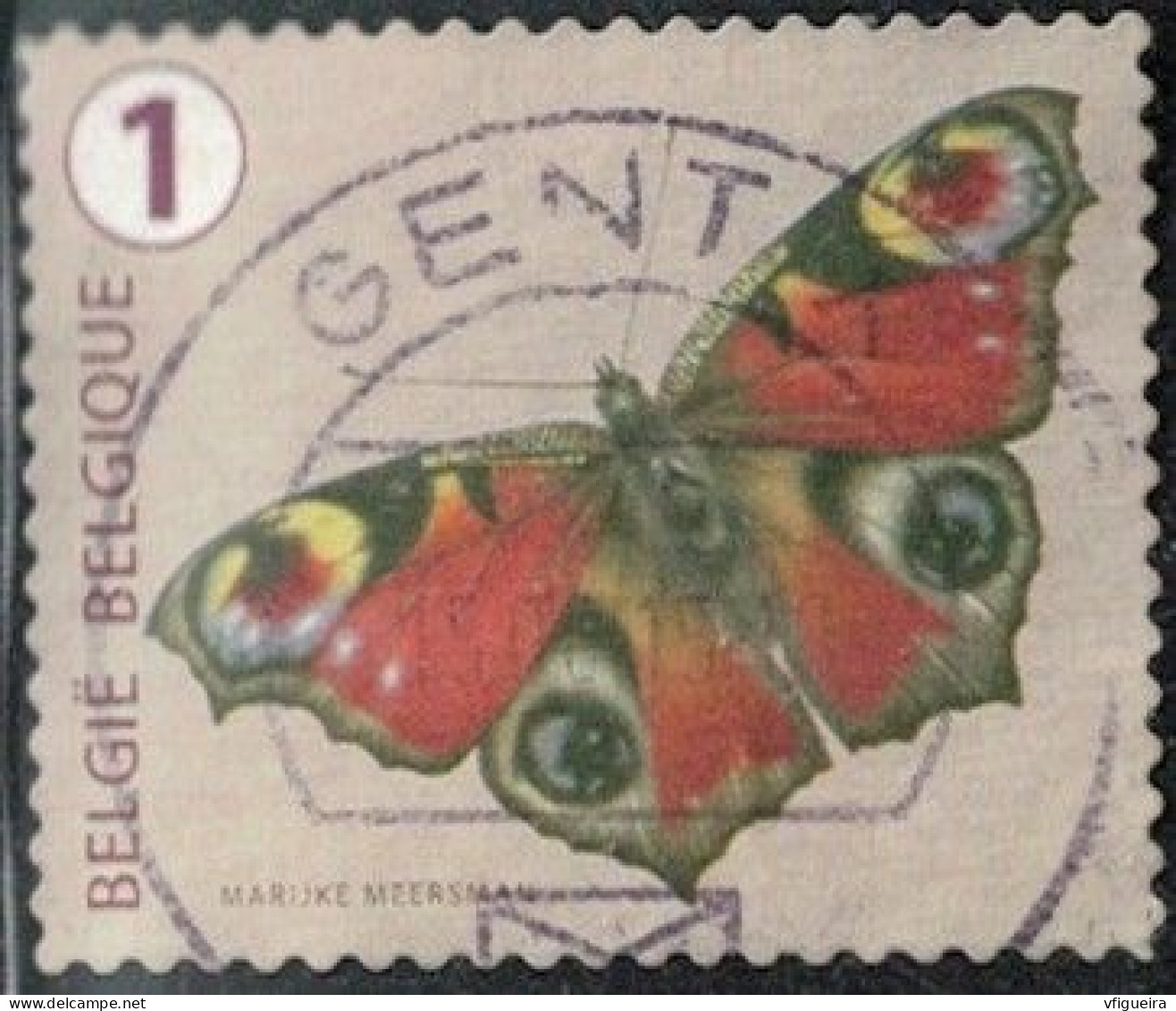 Belgique 2014 Oblitéré Used Papillon Aglais Io Paon Du Jour Y&T BE 4433 SU - Oblitérés