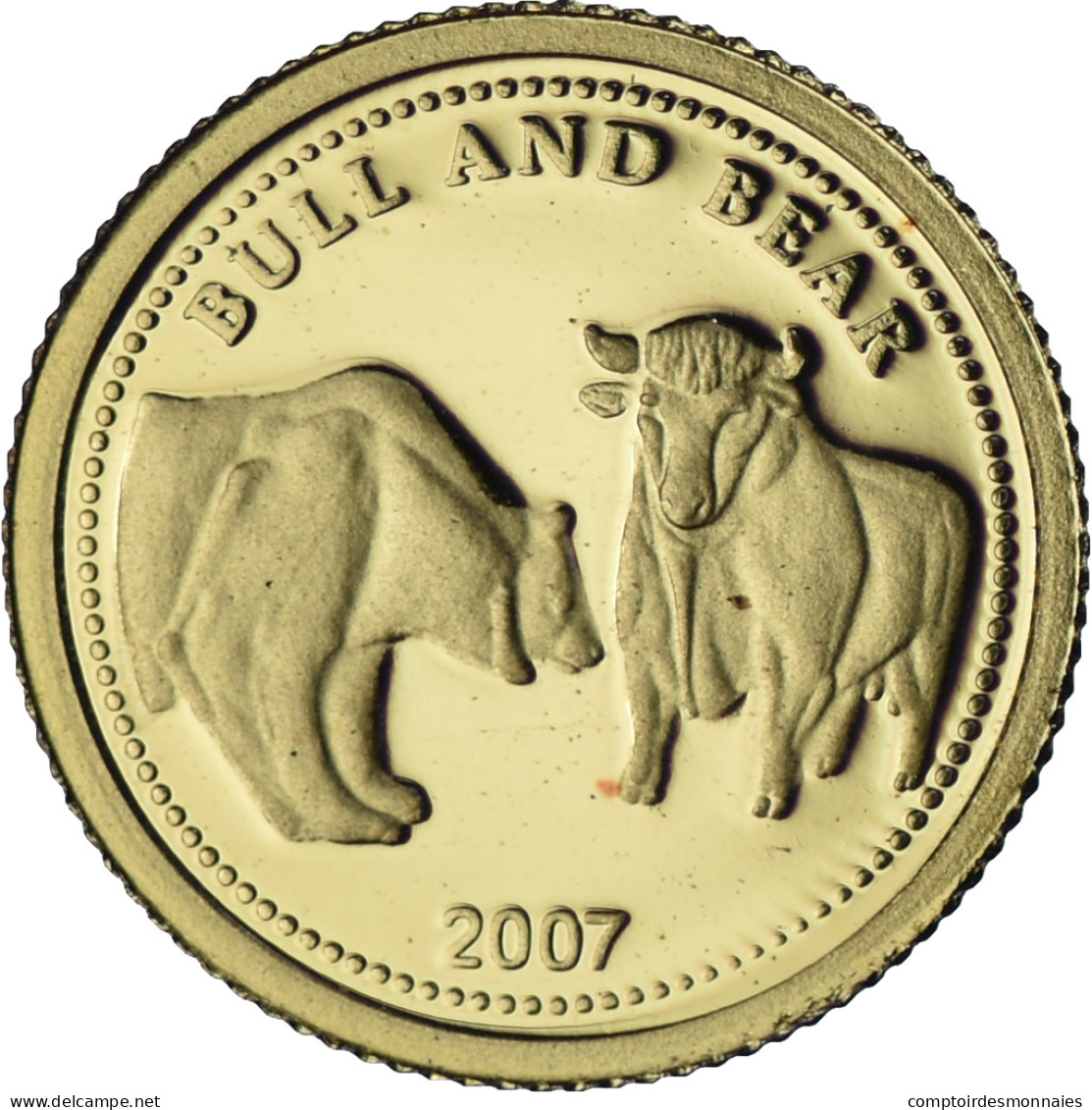 Palau, 1 Dollar, Bull - Bear, 2007, Or, FDC - Palau