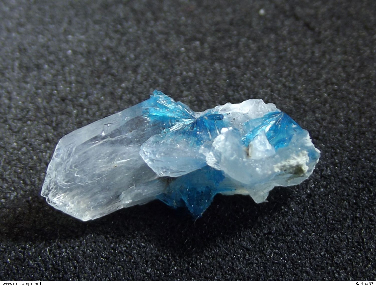 Cavansite On Stilbite   (1.5 X 0.5 X 0.8 Cm ) - Pashan - Poona - India - Minéraux