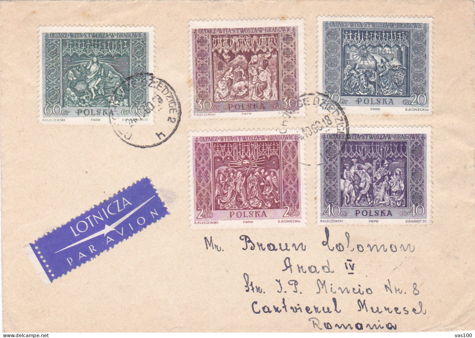 PAINTINGS STAMPS ON COVER 1960 POLAND - Brieven En Documenten