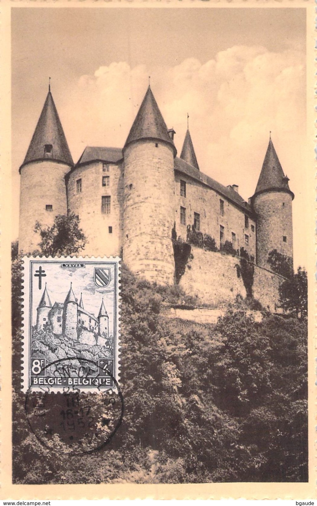 BELGIQUE CARTE MAXIMUM   NUM.YVERT  875 CHATEAU - 1951-1960