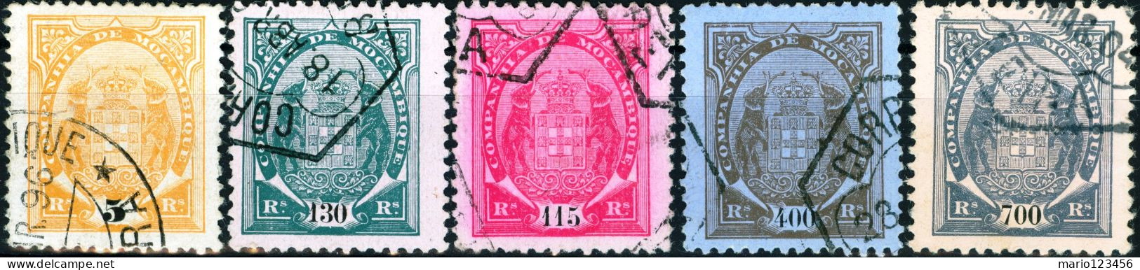 COMPAGNIA DEL MOZAMBICO, MOZAMBIQUE COMPANY, STEMMI, COAT OF ARMS, 1895-1904, FRANCOBOLLI USATI Scott: 12,28,30,36,40 - Other & Unclassified