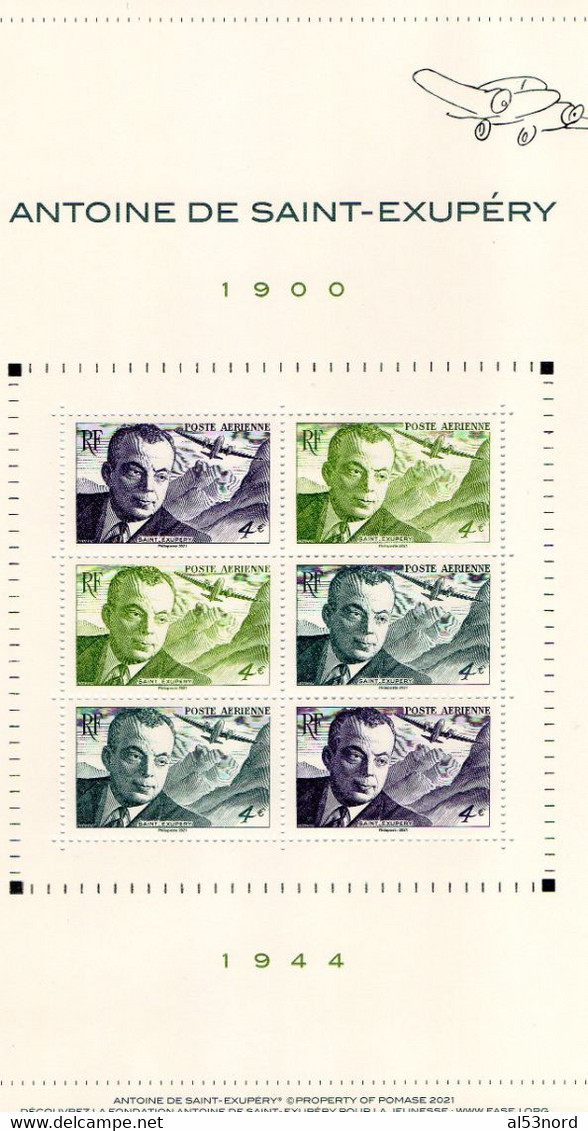 BLOC DE 6 TIMBRES SAINT EXUPERY TIRAGE LIMITE 40.000 Ex - Sonstige & Ohne Zuordnung