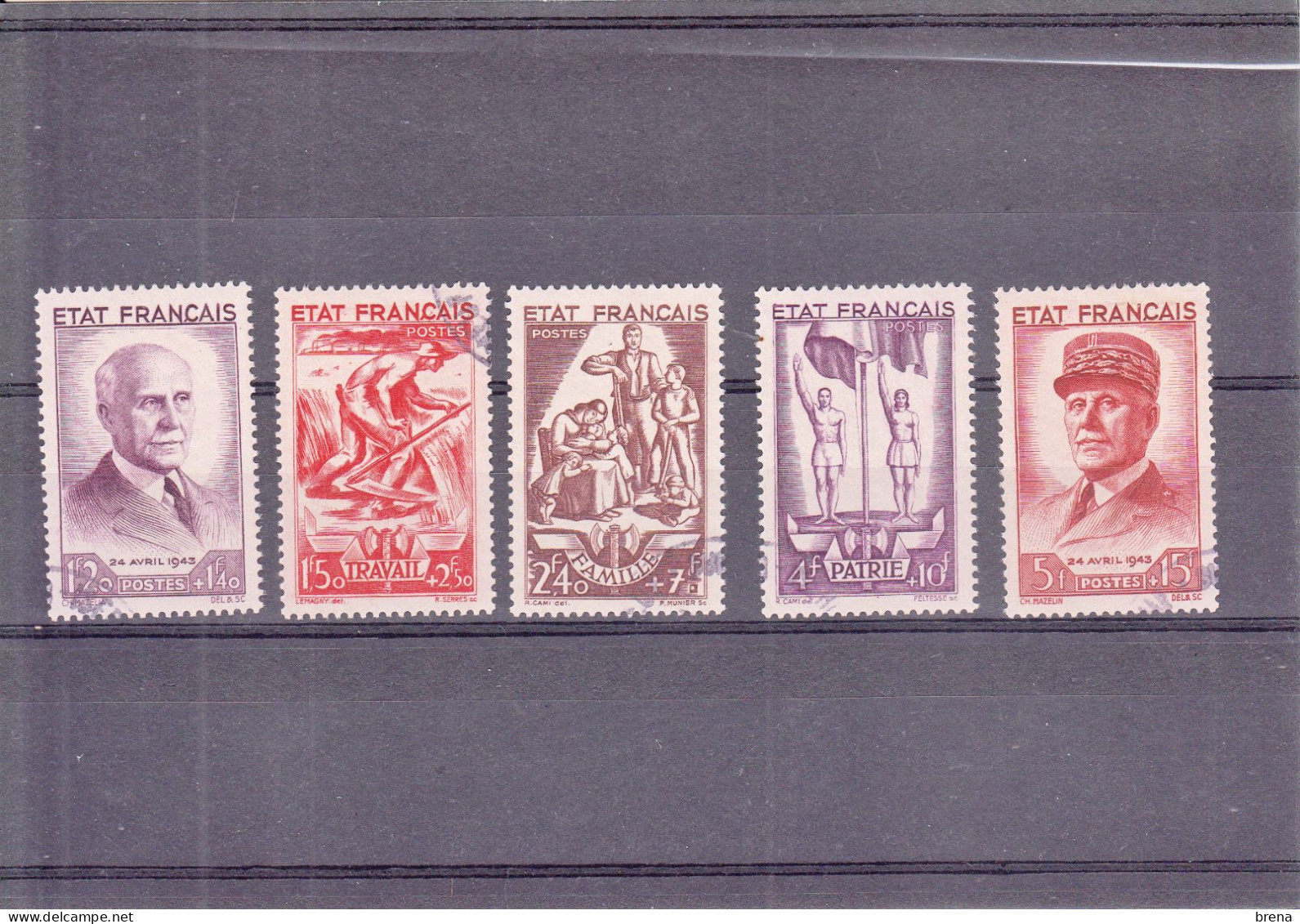 FRANCE   1943  SECOURS NATIONAL   TRAVAIL FAMILLE PATRIE     OBLITERES  TTB  576 A 580   TTB - Used Stamps