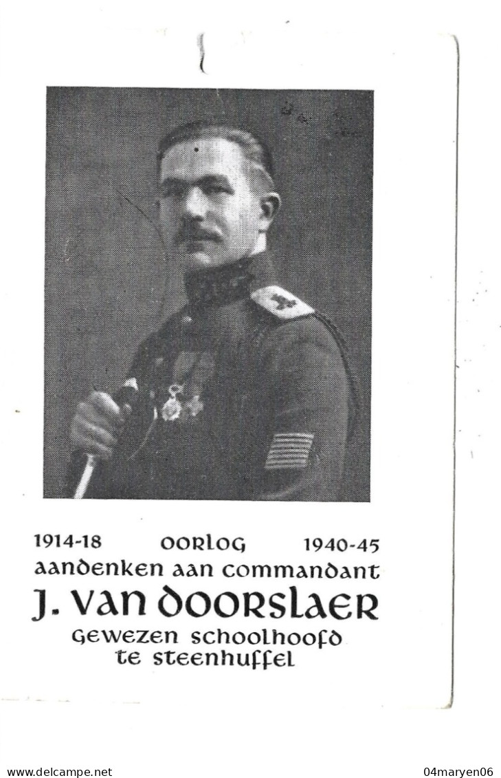 ***  STEENHUFFEL  ***   -  Oorlog : Aandenken J. Van Doorslaer Gewezen Schoolhoofd   -  Zie / Voir / See Scan's. - Londerzeel