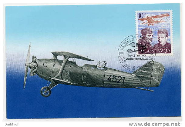 YUGOSLAVIA 1985 Partisan Air Heroes 6d On Maximum Card.  Michel 2109 - Maximum Cards