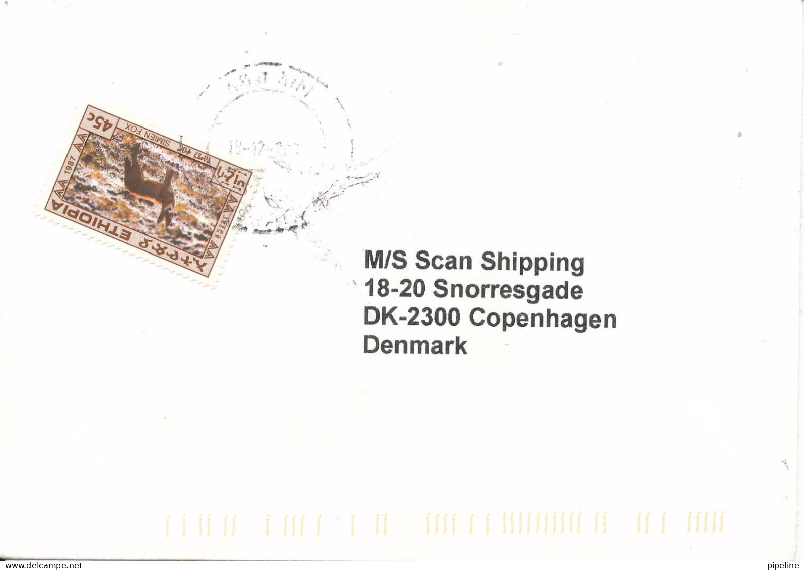 Ethiopia Cover Sent To Denmark Single Franked - Etiopia