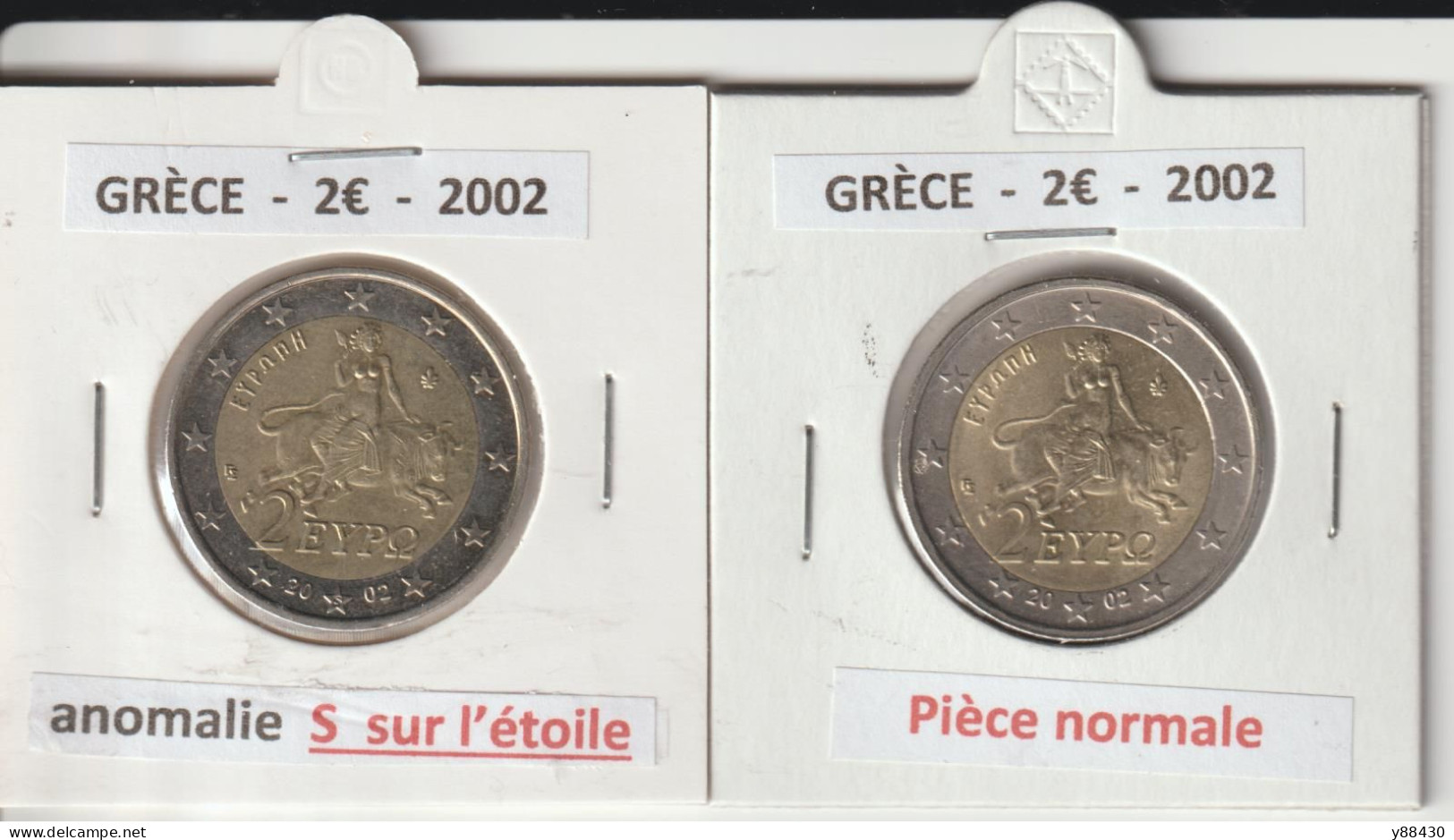 GRÈCE De 2002 - 2 Pièces De 2€... Dont 1 Pièce.avec Un S Dans L'étoile  Et  1 Pièce Sans Le S Dans L'étoile  -  3 Scan - Griekenland