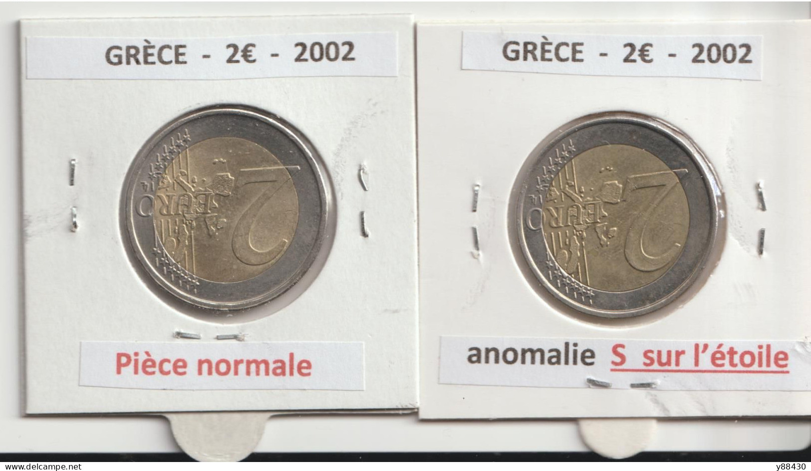 GRÈCE De 2002 - 2 Pièces De 2€... Dont 1 Pièce.avec Un S Dans L'étoile  Et  1 Pièce Sans Le S Dans L'étoile  -  3 Scan - Grèce