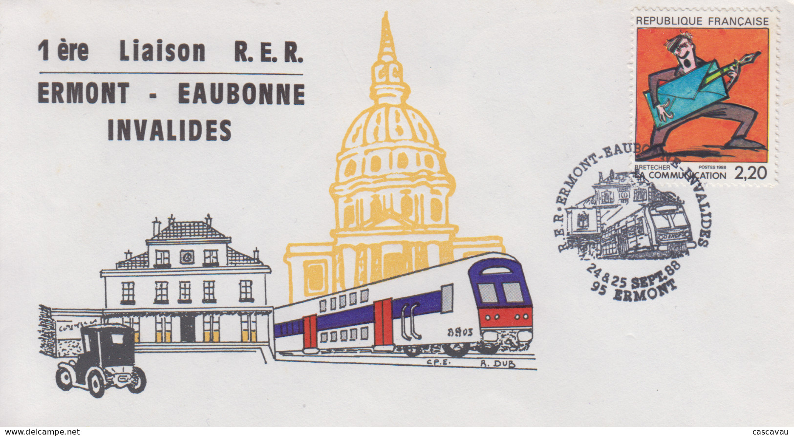 Enveloppe   FRANCE   Métro    R.E.R     Inauguration  Desserte   ERMONT  - EAUBONNE - INVALIDES   1988 - Otros (Tierra)