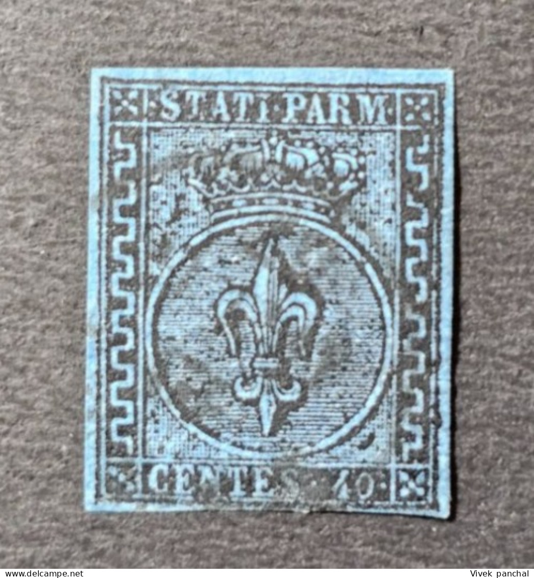 1852 Italian Ancient States-Parma-1st Issue, 40 Cents Light Blue - Sassone#5 - Sizilien