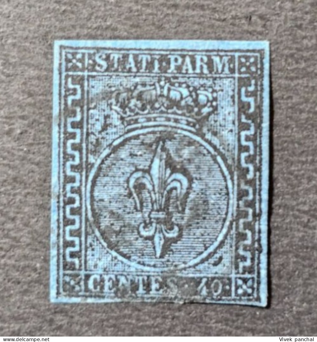 1852 Italian Ancient States-Parma-1st Issue, 40 Cents Light Blue - Sassone#5 - Sicilia